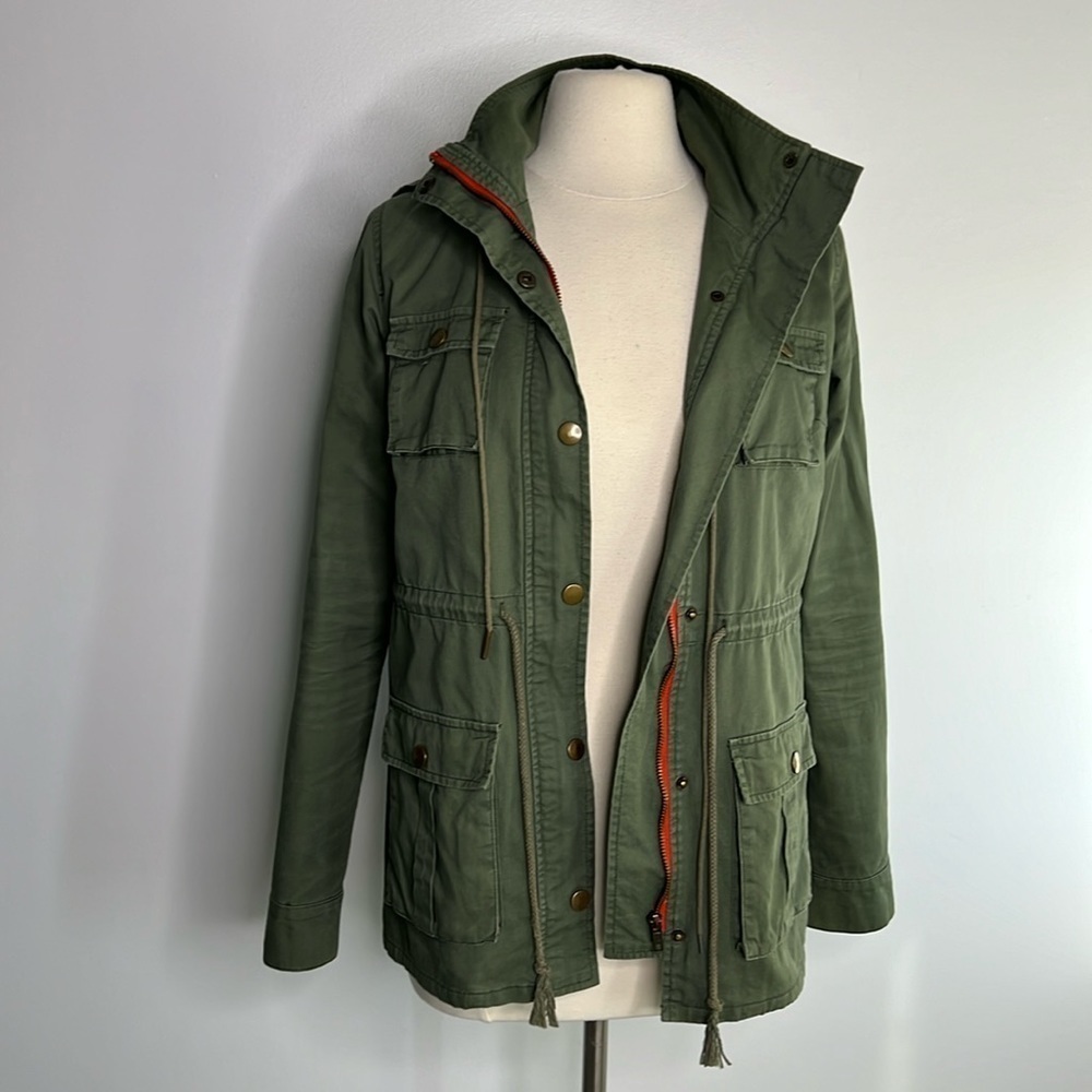 41 Hawthorn Chaplin Essential Hooded Anorak olive green utility Jacket small - Picture 4 of 15